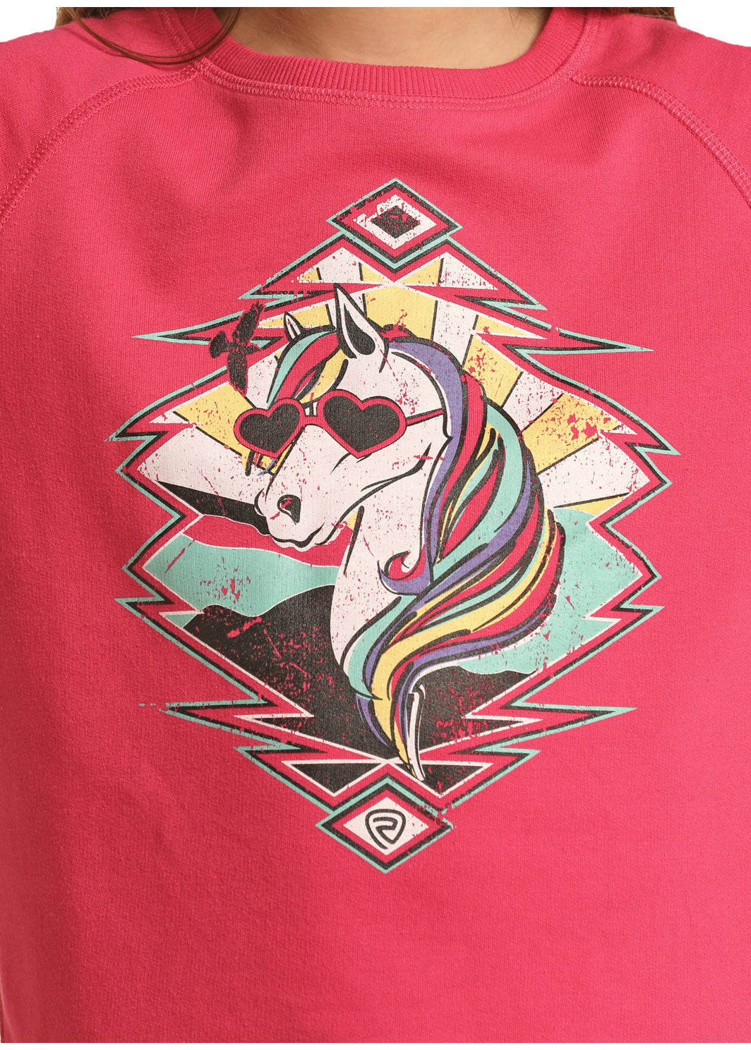 Panhandle Slim® Girl's Fab Horse Graphic Print Long Sleeve Tee