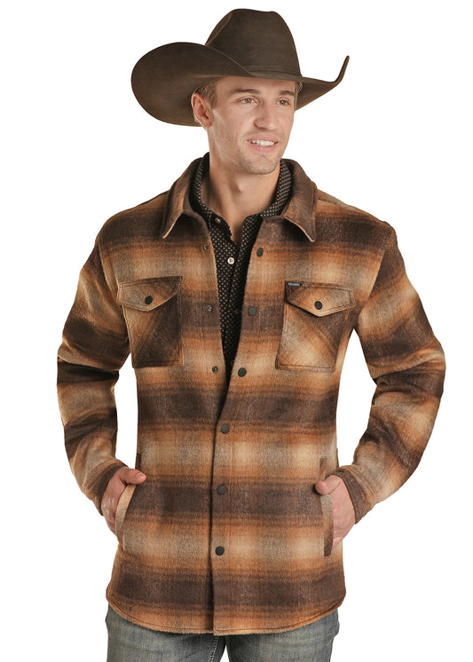 Panhandle Slim® Men's Rock & Roll Brown Plaid Snap Front Shirt Jacket
