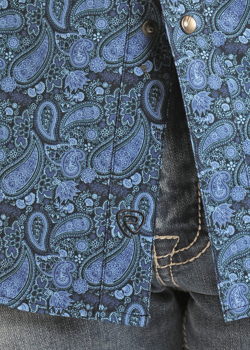 Panhandle Slim® Men's Rock N Roll Blue Paisley Short Sleeve Snap Front Western Shirt