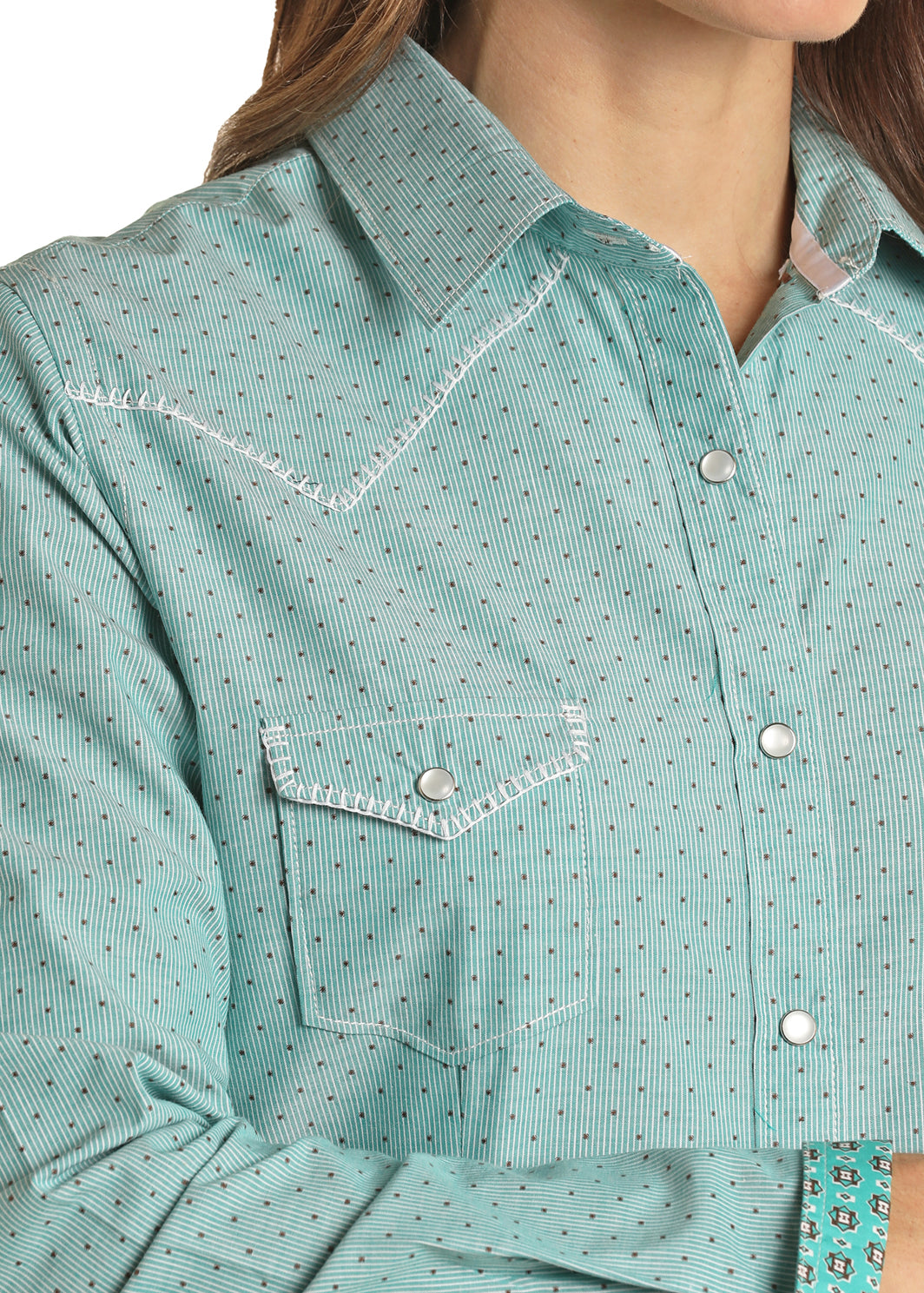 Panhandle Slim® Women's Rock N Roll Turquoise Long Sleeve Snap Front Western Shirt