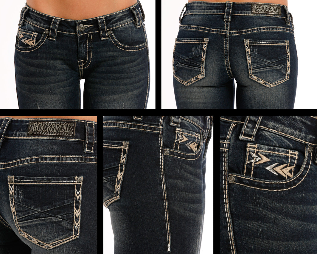 Panhandle Slim® Women's Dark Wash Rock N Roll Aztec Low Rise Denim Jeans
