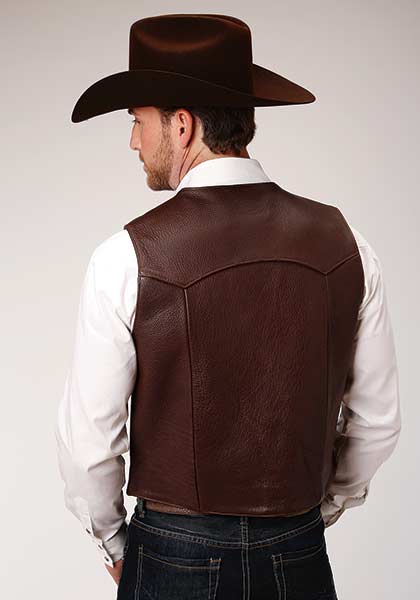 Roper® Men's Chocolate Buffalo Nickel Leather Vest