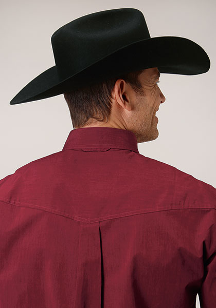 Roper® Men's Solid Red Amarillo Long Sleeve Button Front Western Shirt