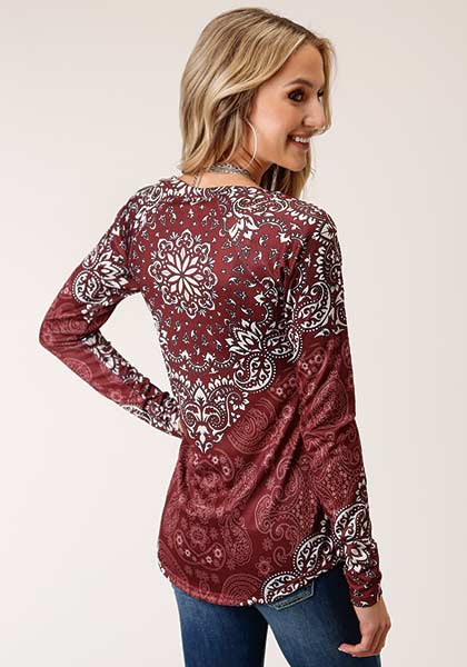 Roper® Women's Maroon Sublimation Print Sweater Jersey Top