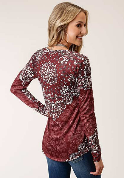 Roper® Women's Maroon Sublimation Print Sweater Jersey Top