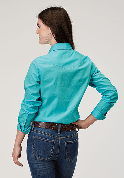 Roper® Women's Solid Turquoise Long Sleeve Snap Front Shirt