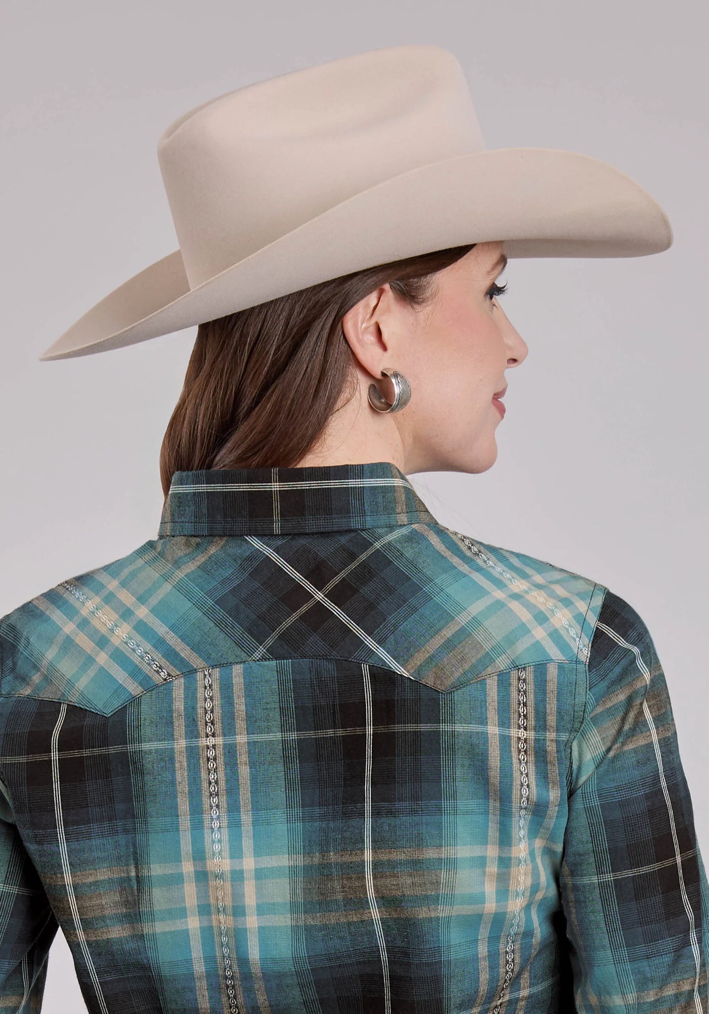 Cruel Girl® Women's Aztec Dobby Performance Plaid Long Sleeve Shirt