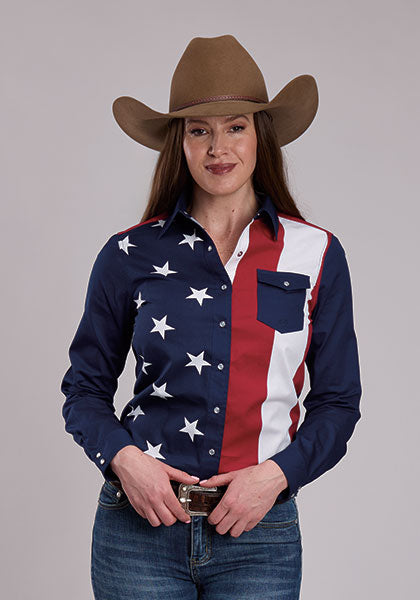 Roper® Women's Stars and Stripes Long Sleeve Snap Front Shirt