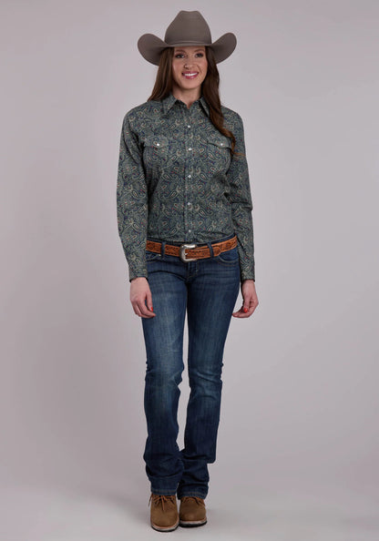 Roper® Women's Forest Paisley Long Sleeve Snap Front Western Shirt