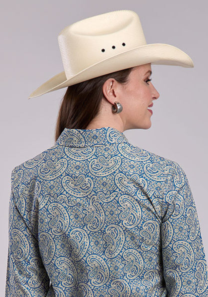 Cruel Girl® Women's Amarillo Collection Blue Paisley Long Sleeve Western Shirt