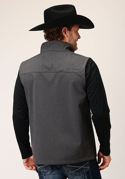 Roper® Men's Heather Grey Zip Front Soft Shell Vest – Solano's Boot ...