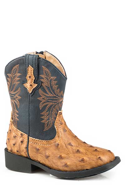 Roper® Toddler Tan Ostrich Print Cowboy Boots