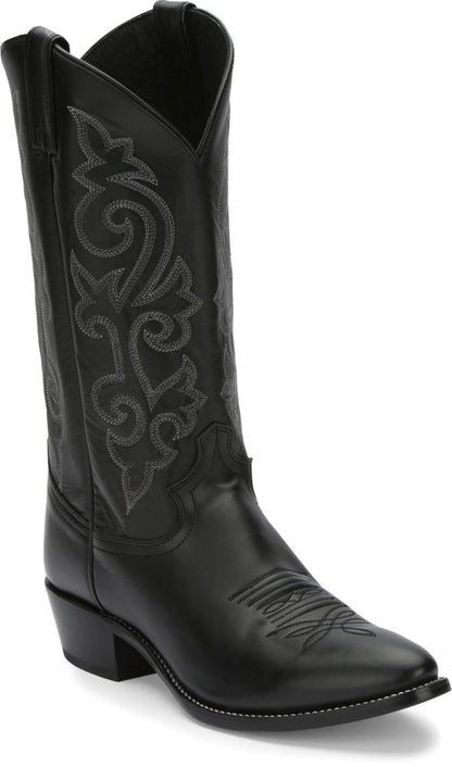 Justin® Men's Black London Calf Skin Round Toe Cowboy Boots