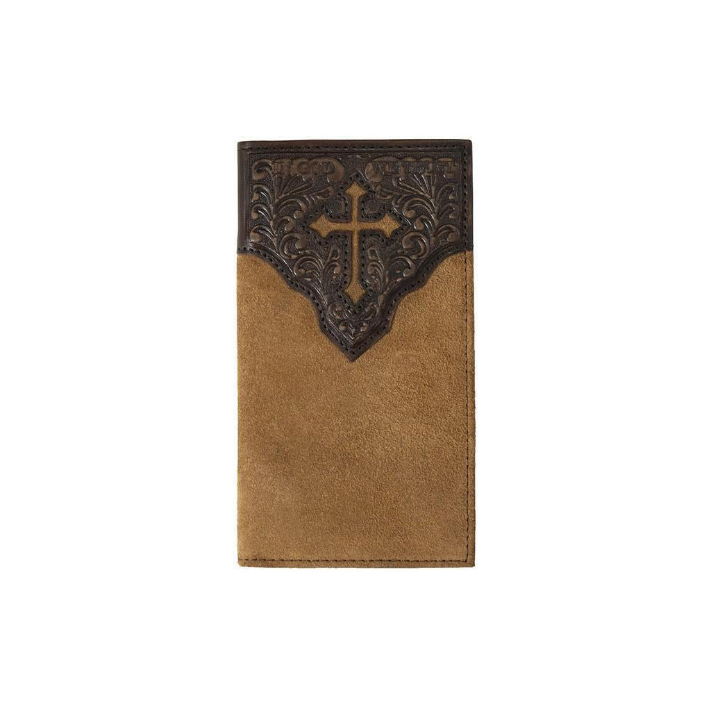 M&F® Men's Nocona Brown Embossed Cross Tall Bifold Leather Western Wallet