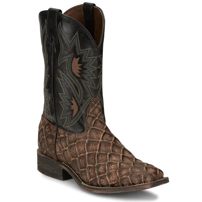 Nocona® Men's Brown Locoweed Fish Print Cowboy Boots
