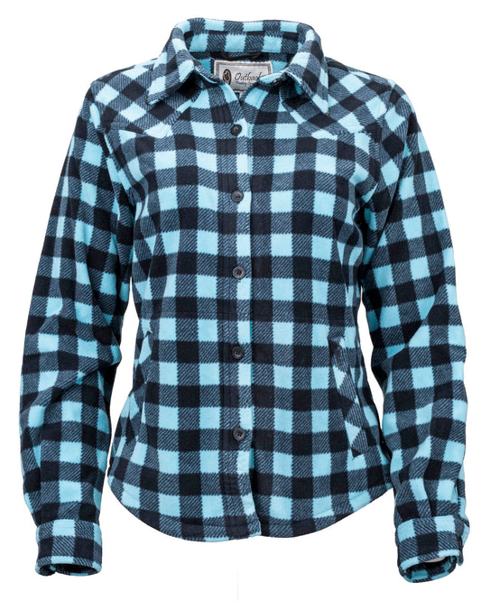 Outback Trading® Women's Turquoise Plaid "Big" Fleece Long Sleeve Button Front Shirt