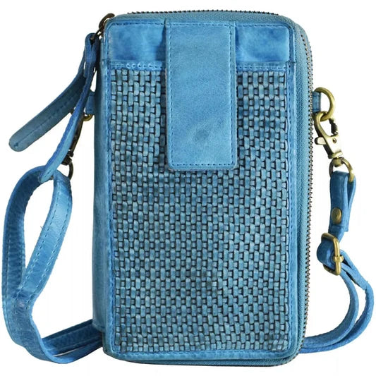 Milo® Ella Compact Crossbody Basket Weave Leather Phone Bag