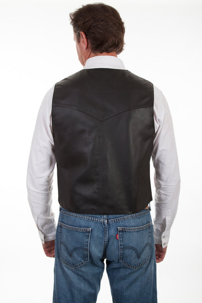 Scully® Men's Black Soft-Touch Lambskin Leather Snap Front Western Vest