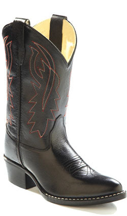 Jama Old West® Children's Black Smooth Leather Cowboy Boots