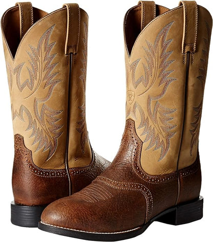 Ariat® Men's Heritage Stockman Tumbled Brown Beige Cowboy Boots