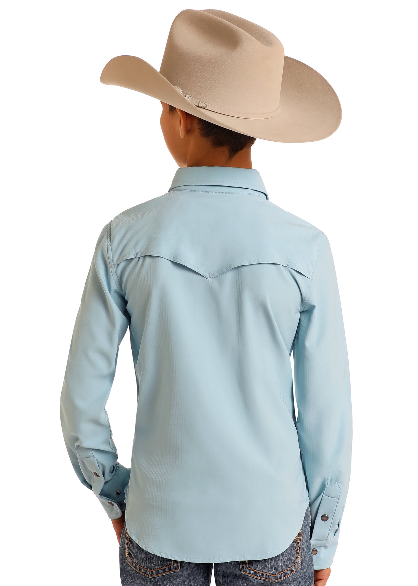 Panhandle Slim® Boys Rock N Roll Aqua Long Sleeve Snap Front Western Shirt