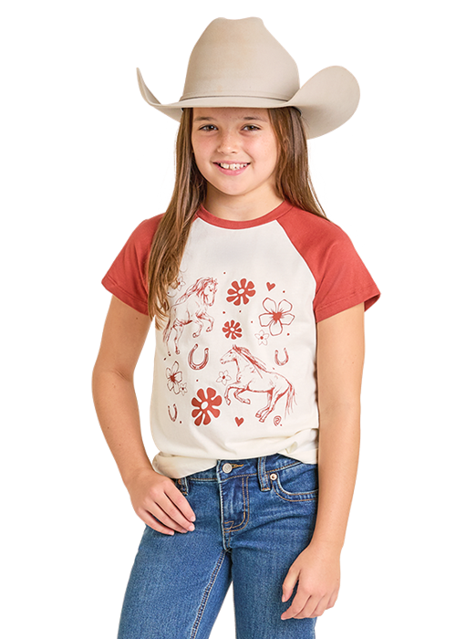 Panhandle Slim® Girls Rock N Roll Horses Graphic Tee Shirt