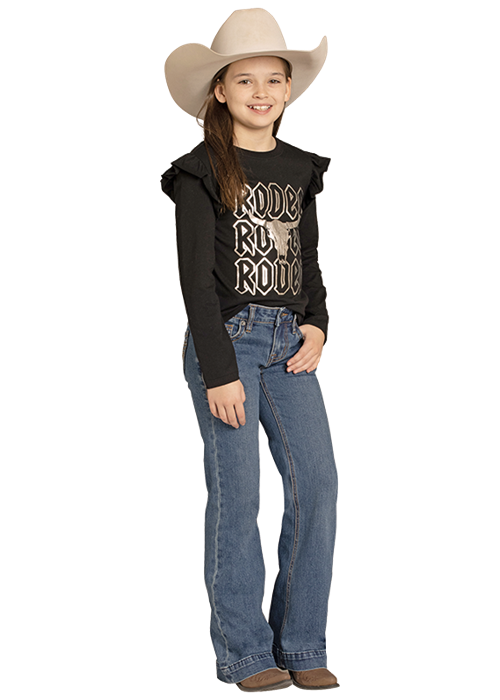 Panhandle Slim® Girls Embroidered Pockets Raised Denim Jeans