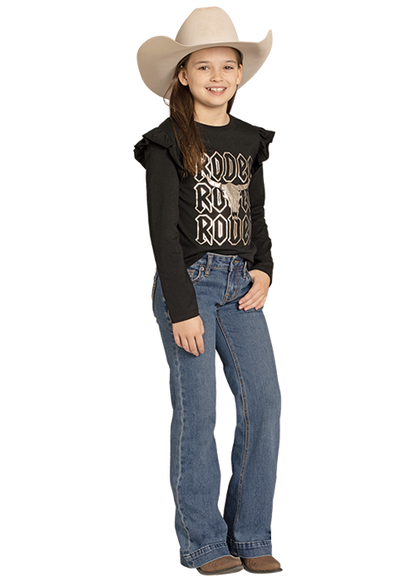 Panhandle Slim® Girls Embroidered Pockets Raised Denim Jeans