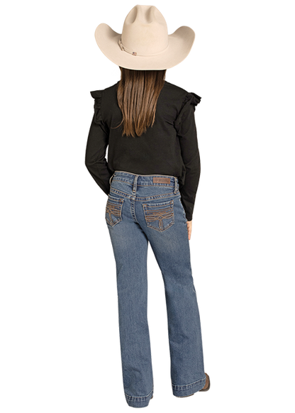 Panhandle Slim® Girls Embroidered Pockets Raised Denim Jeans