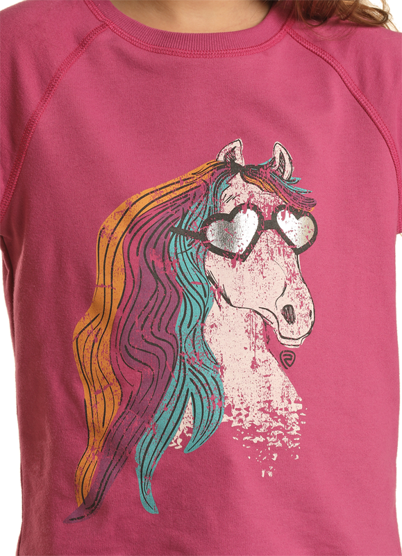 Panhandle Slim® Girl's Glam Pony Long Sleeve Graphic T-Shirt