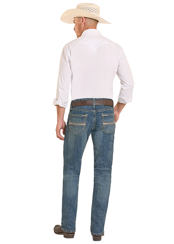Panhandle Slim® Men's Medium Wash Ladder Stitch Denim Jeans