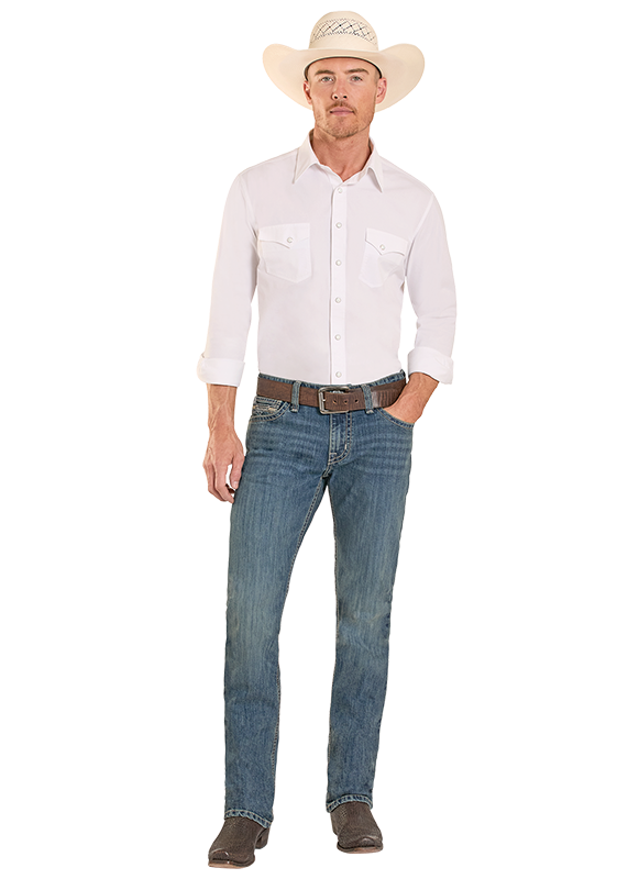 Panhandle Slim® Men's Medium Wash Ladder Stitch Denim Jeans