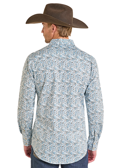 Panhandle Slim® Men's Rock N Roll Floral Print Long Sleeve Snap Front Western Shirt
