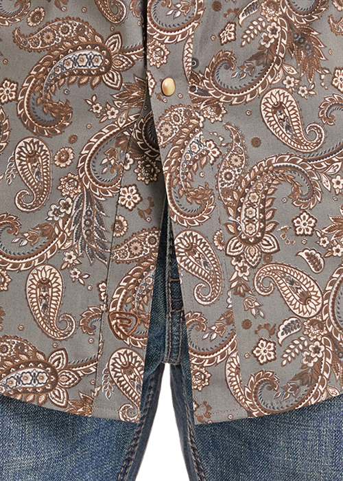 Panhandle Slim® Men's  Brown Paisley Print Long Sleeve Snap Front Shirt
