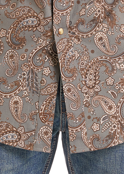 Panhandle Slim® Men's  Brown Paisley Print Long Sleeve Snap Front Shirt