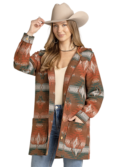 Panhandle Slim® Women's Rock N Roll Aztec Jacquard Hooded Coat