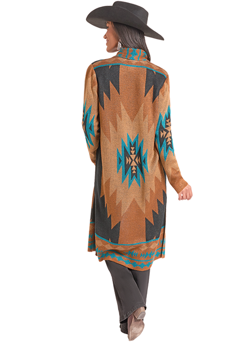 Panhandle Slim® Women's Rust Aztec Knit Long Sleeve Duster