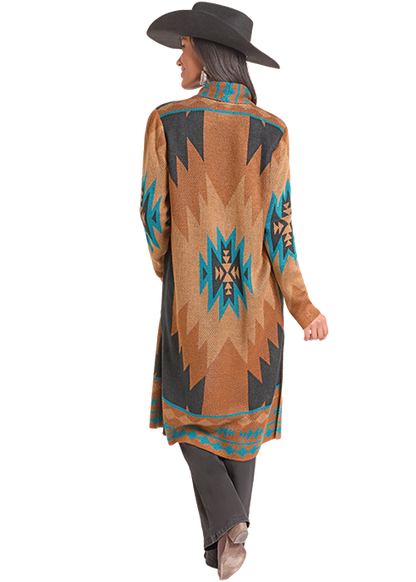 Panhandle Slim® Women's Rust Aztec Knit Long Sleeve Duster
