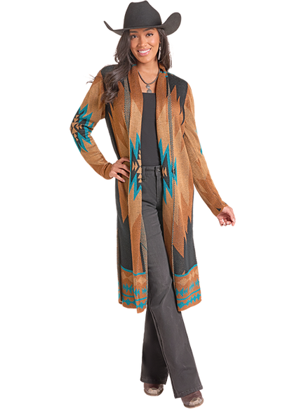 Panhandle Slim® Women's Rust Aztec Knit Long Sleeve Duster