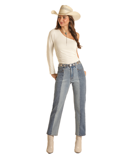 Panhandle Slim® Women's Rock N Roll Two Tone Crop Denim Jeans