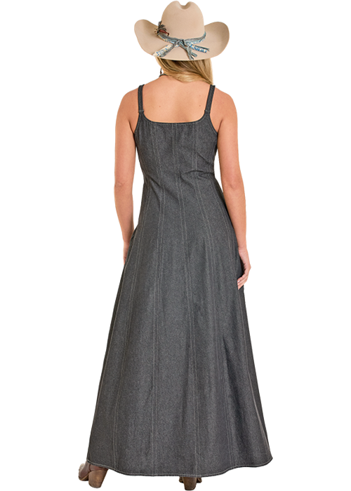 Panhandle Slim® Women's Black Buckle Strap Denim Maxi Dress