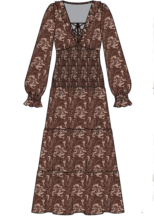 Panhandle Slim® Women's Brown Horse Print Tiered Maxi Dress