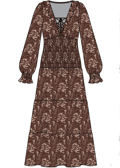 Panhandle Slim® Women's Brown Horse Print Tiered Maxi Dress