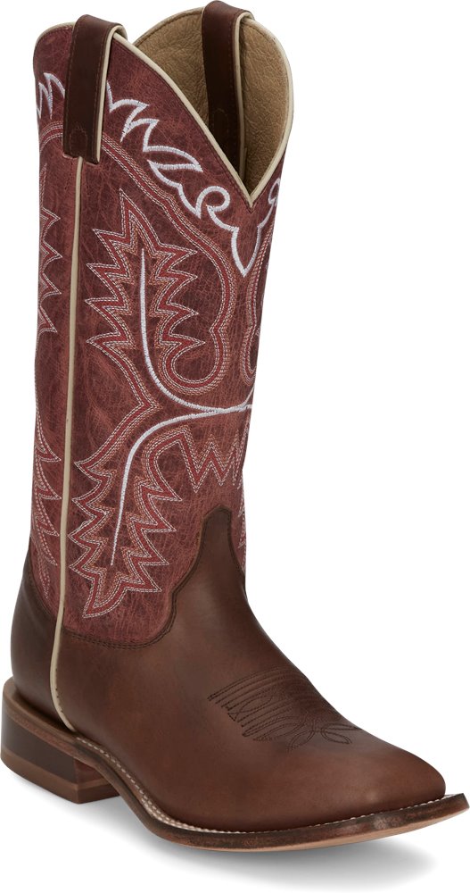 Justin® Women's Wide Square Toe Leather Sole Cowboy Boots