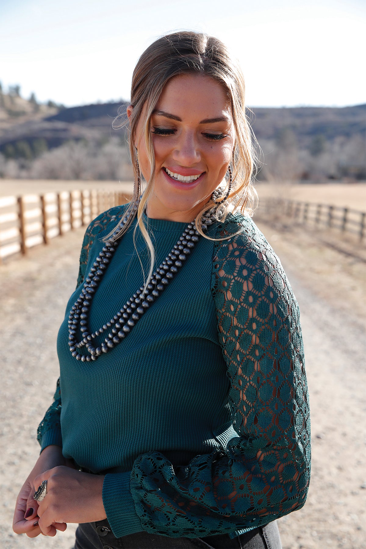 Cruel Girl® Women's Forest Knit Crochet Long Sleeve Shirt