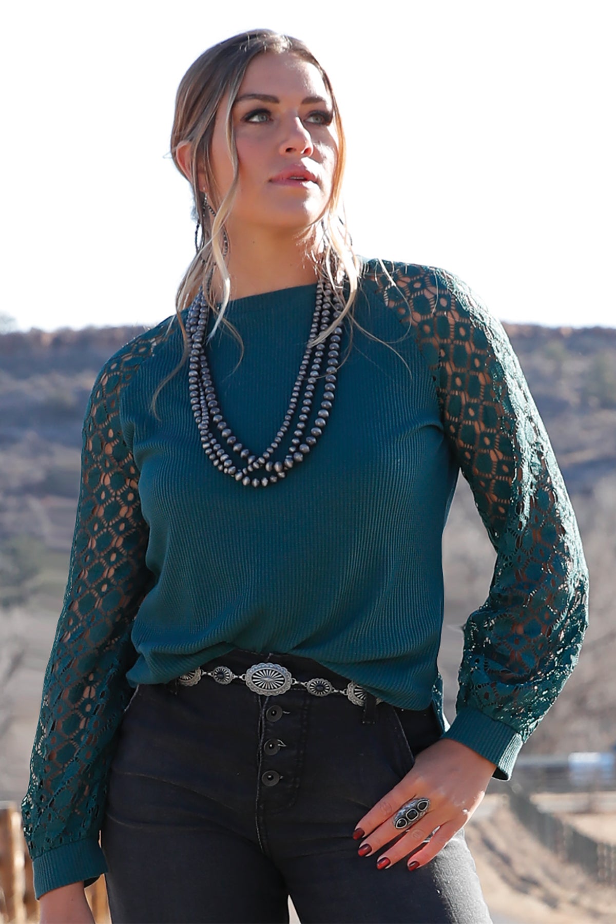 Cruel Girl® Women's Forest Knit Crochet Long Sleeve Shirt