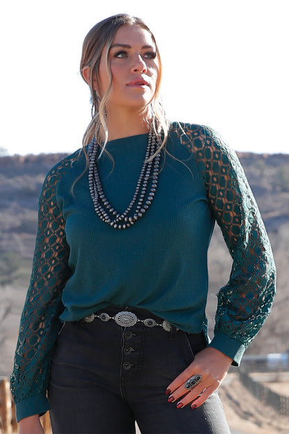 Cruel Girl® Women's Forest Knit Crochet Long Sleeve Shirt