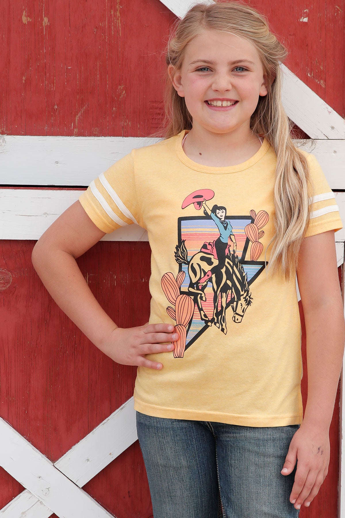 Cruel Girl® Girl's Short Sleeve Retro Western Screen Print T-Shirt