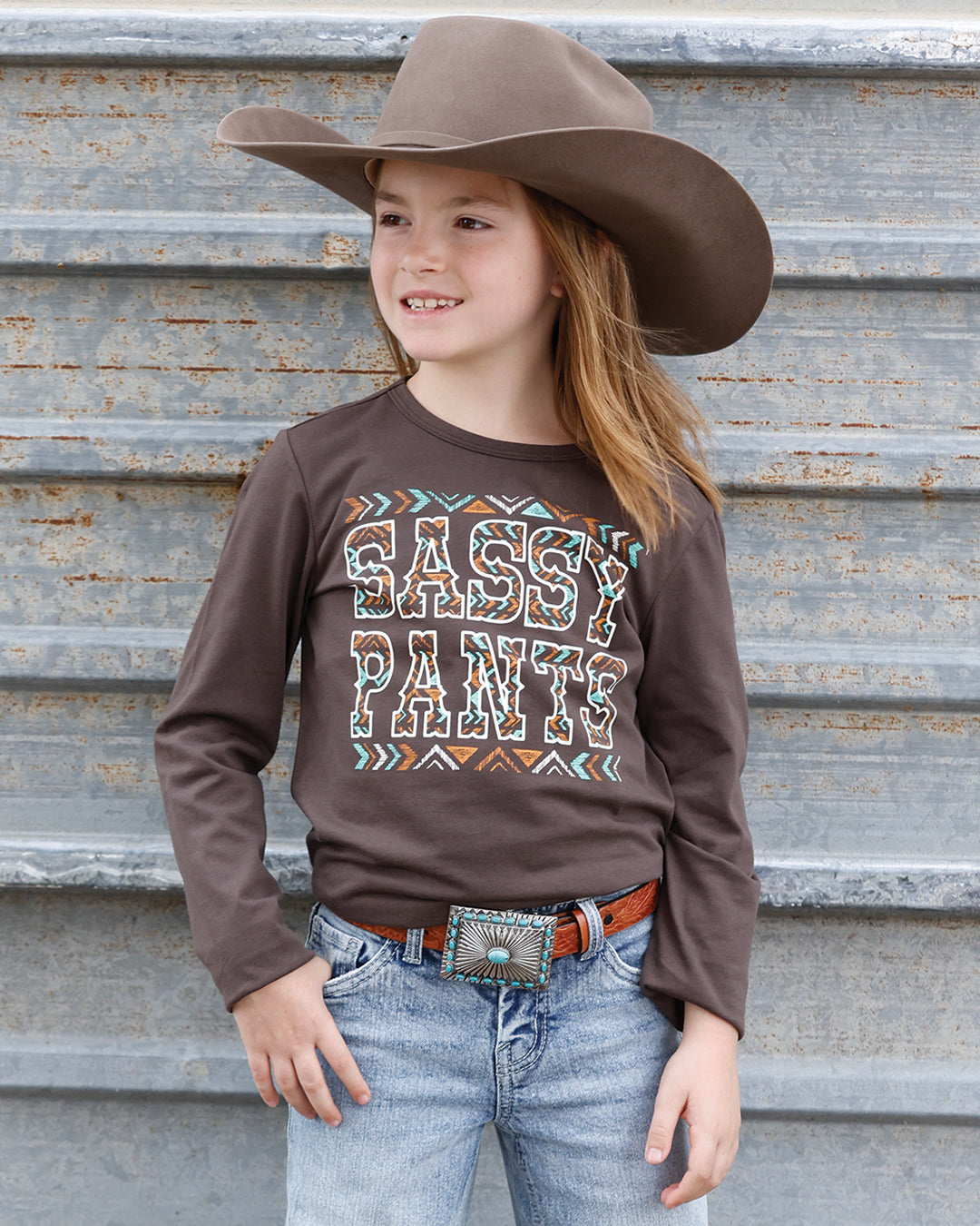 Cruel Girl® Girl's "Sassy Pants" Screen Print Long Sleeve Shirt