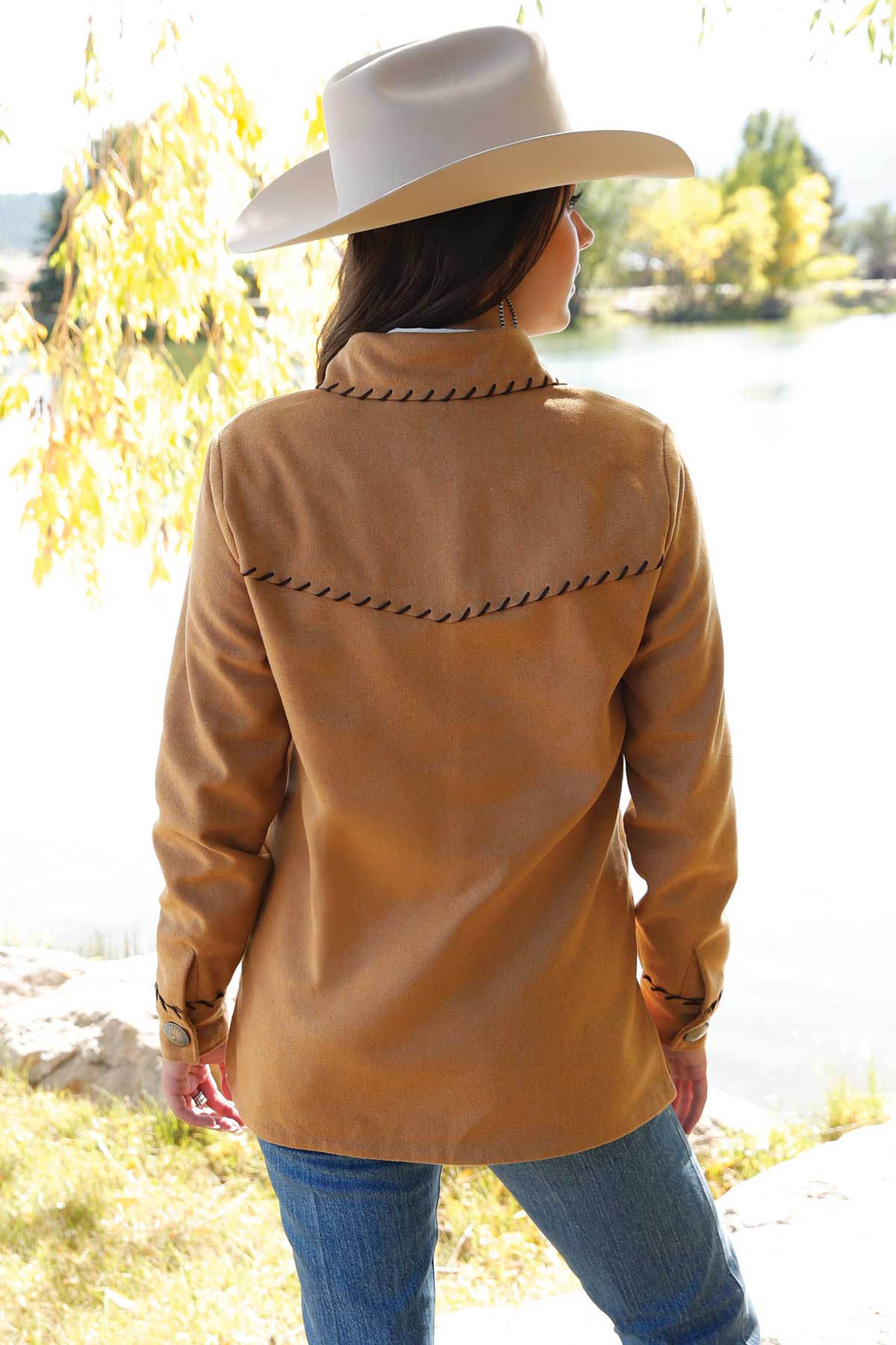 Cruel Girl® Women's Brown Whipstitch Concho Snap Shirt Jacket